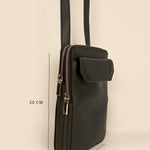 Vegan Leather Vertical Mobile Bag Vanta Black Measurement 