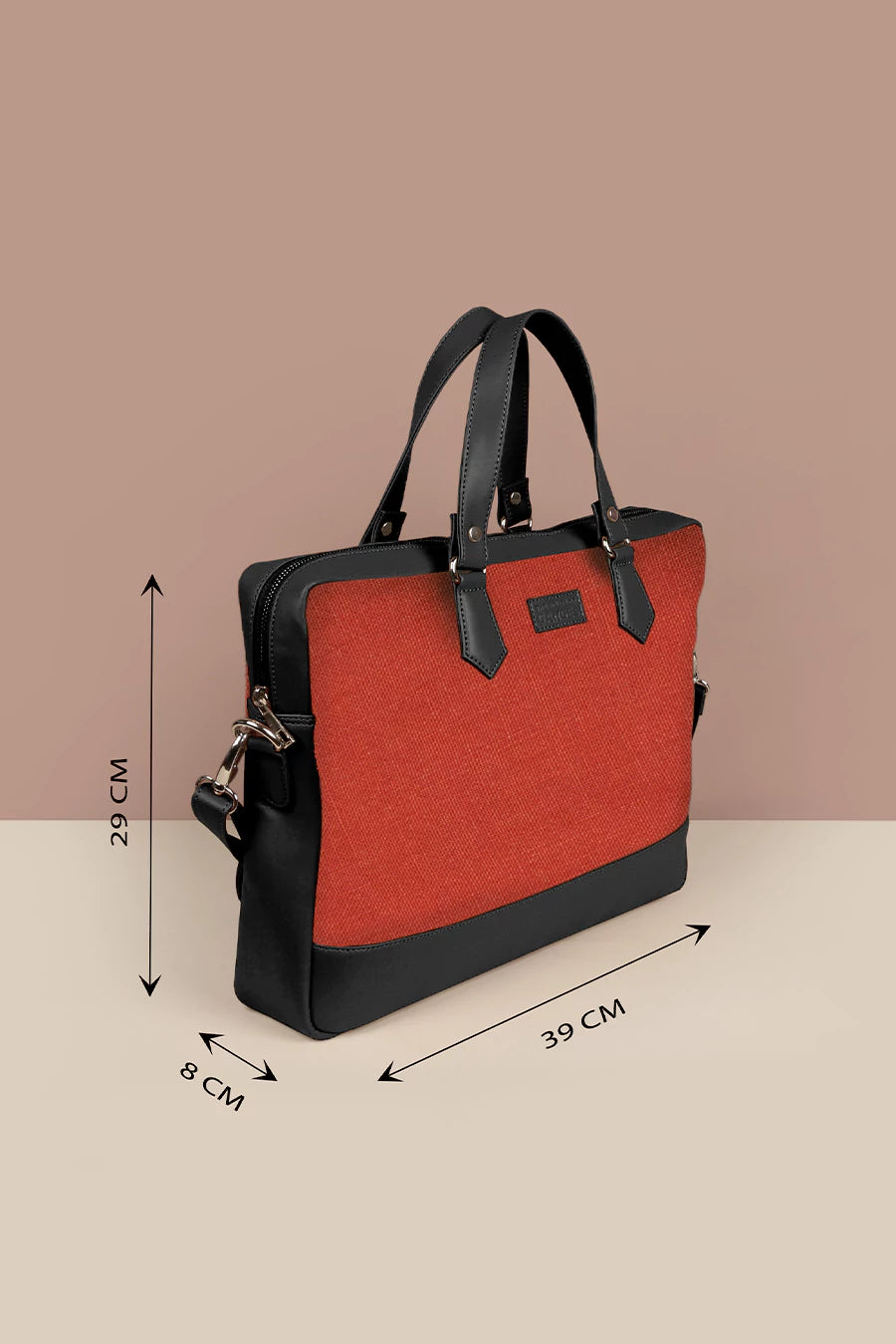 Soft Jute Ross Laptop Bag Tomato Measurement