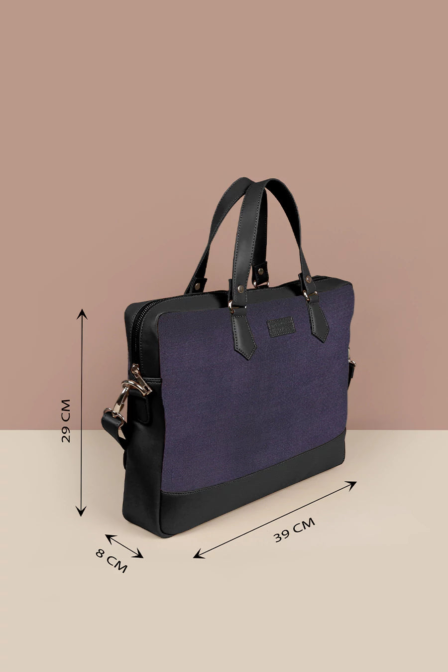 Soft Jute Ross Laptop Bag Lavender Measurement