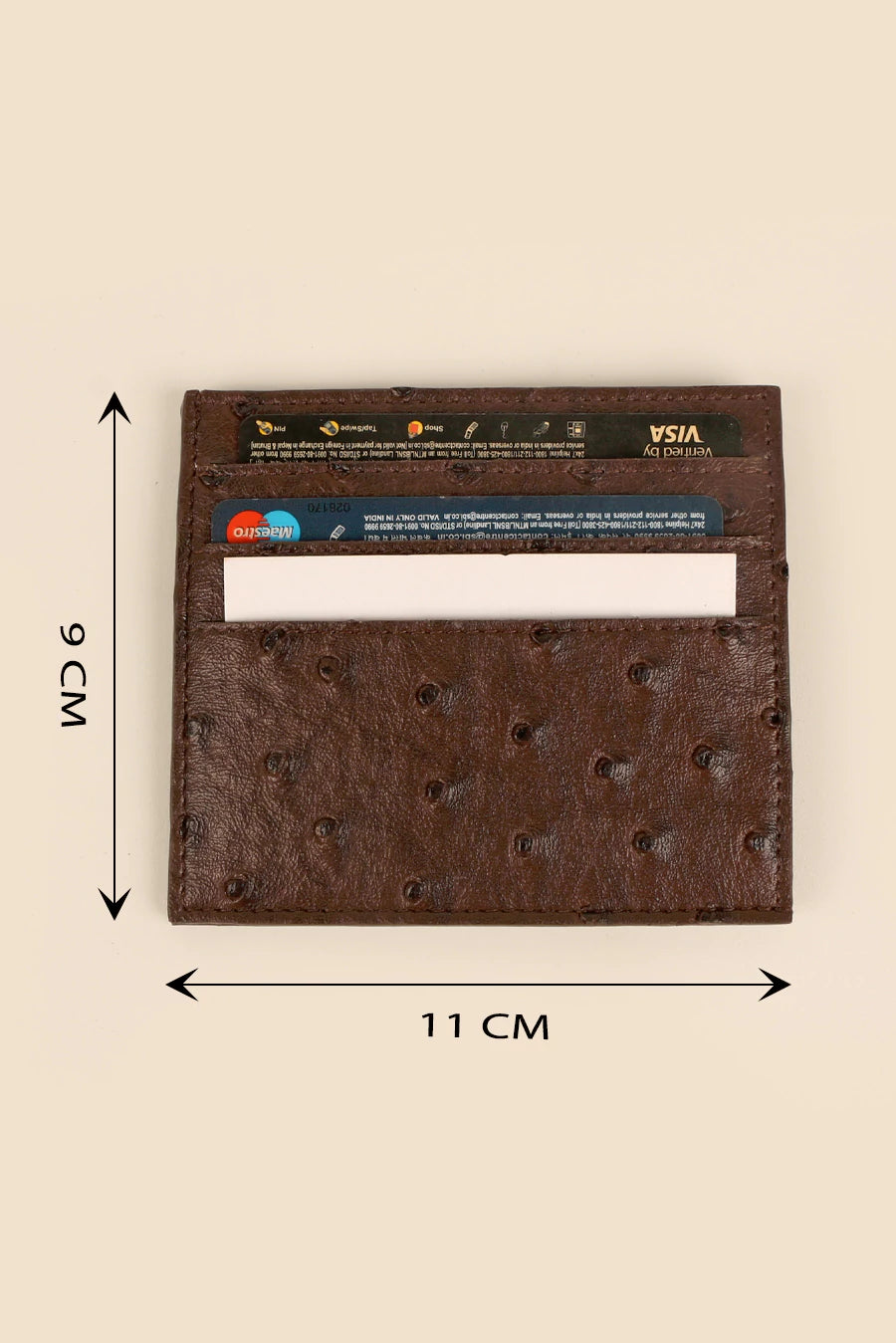 Vegan Leather James Card Holder Ost Brown Measurement