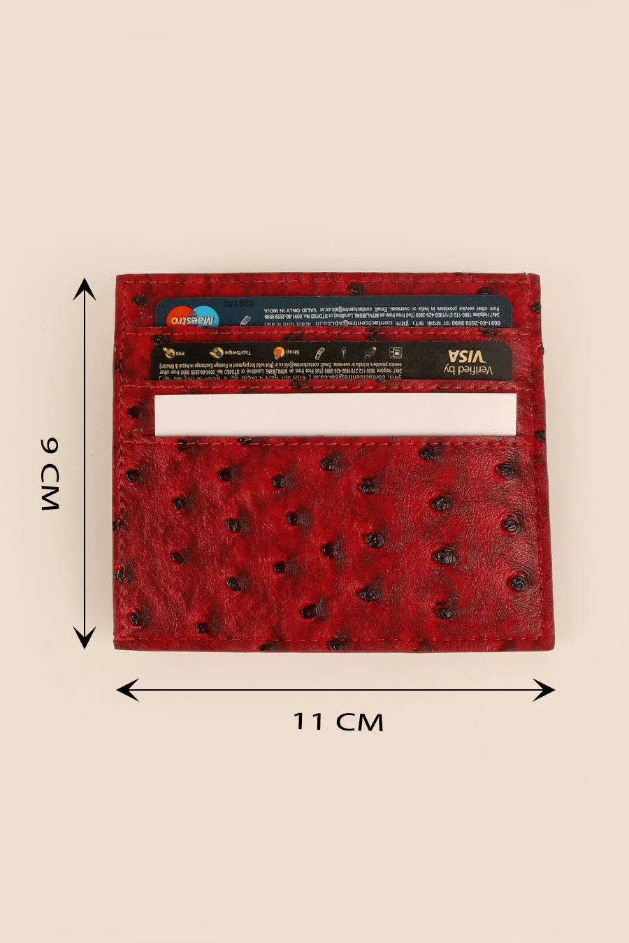 Vegan Leather James Card Holder Ost Red Measurement