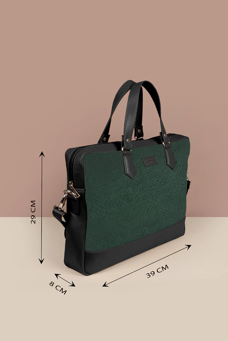 Soft Jute Ross Laptop Bag Olive Measurement