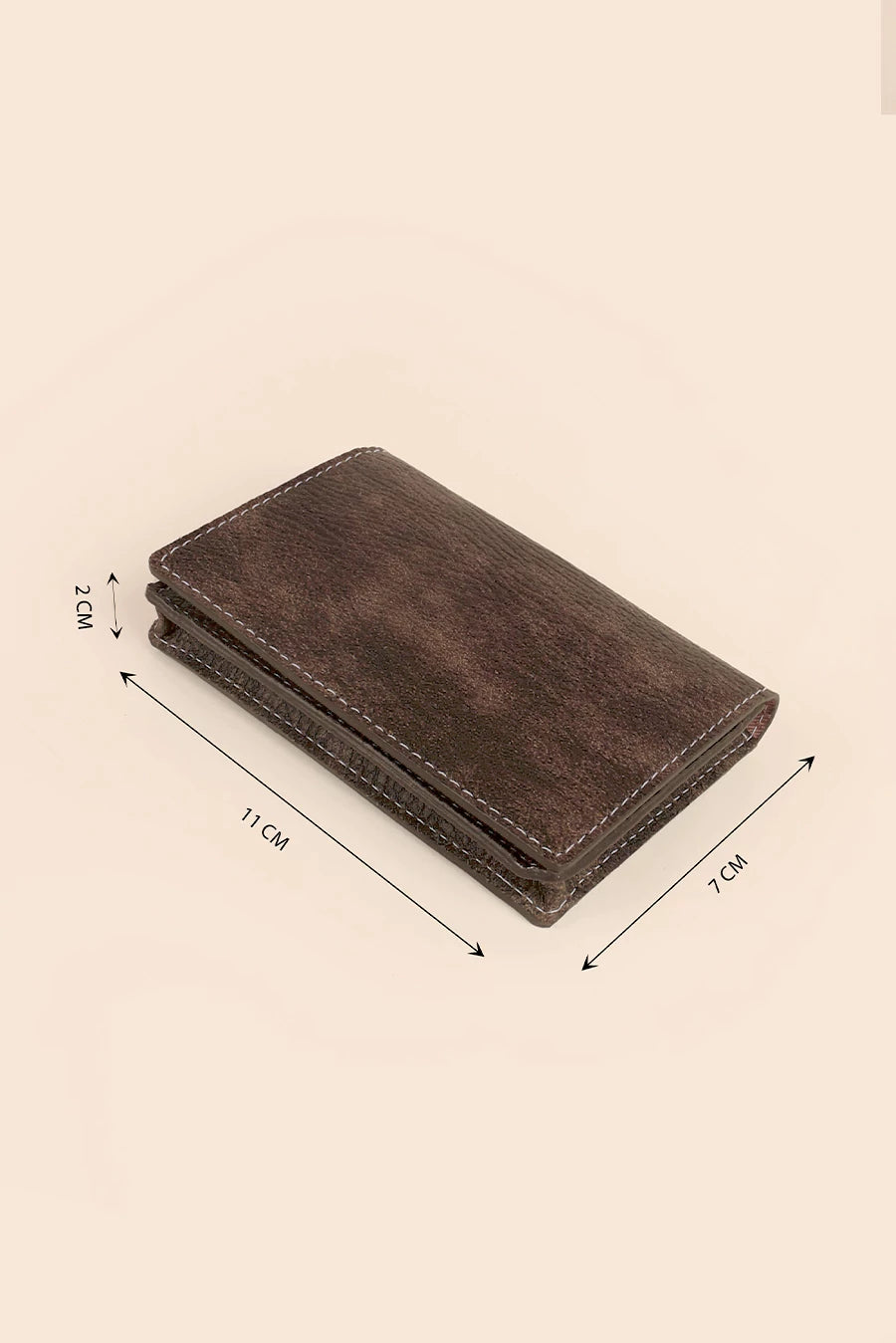 Beth Vegan Leather Mini Wallet Espresso Measurement