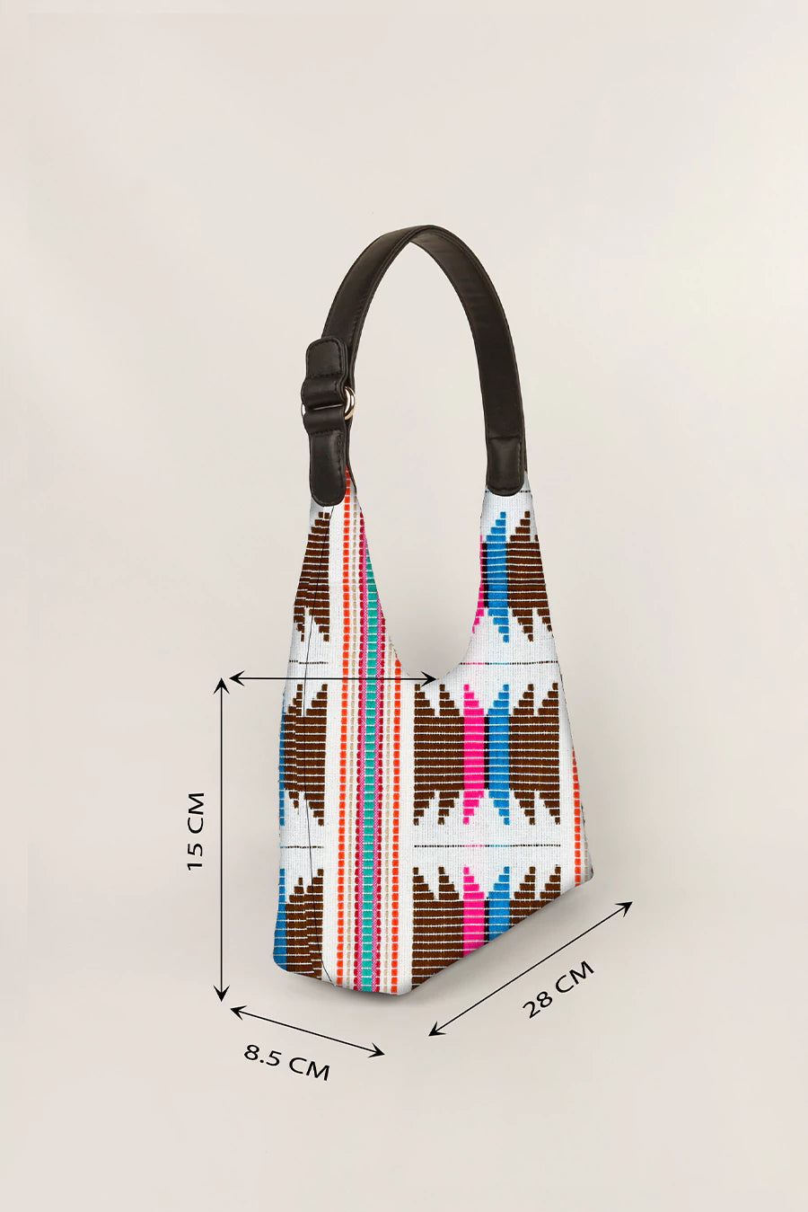 Katie Small Shoulder Bag Handloom Ruching Measurement