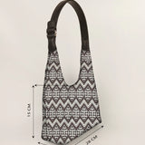 Katie Small Shoulder Bag Handloom Brown Chevron Measurement