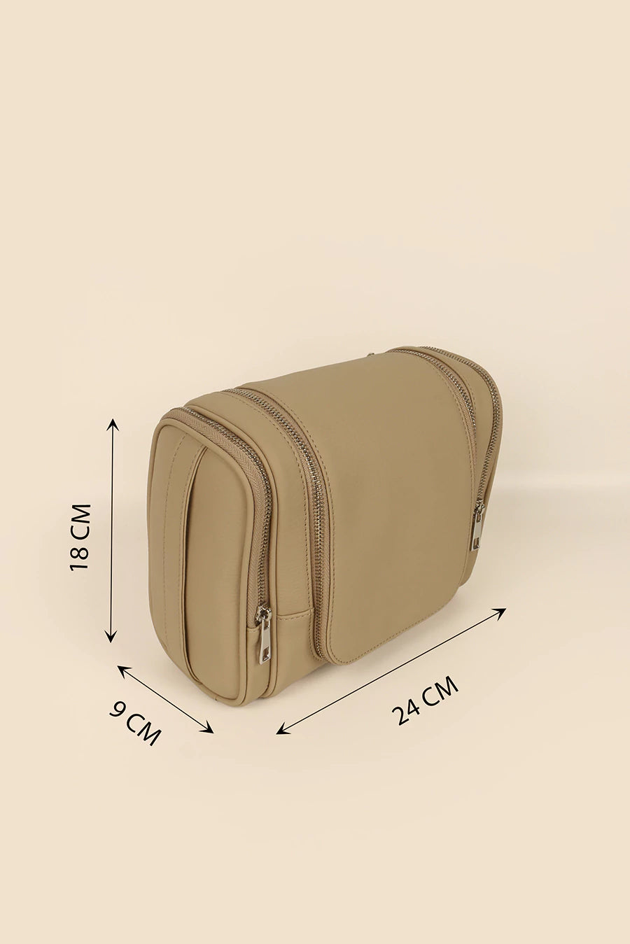 Hanging Toiletry Bag Vegan Leather Beige Cad