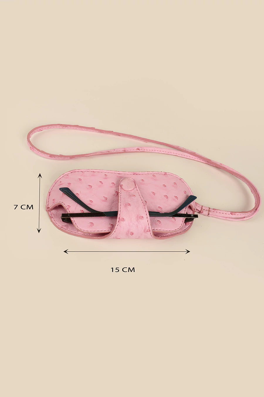 Jace Sunglass Cover with Sling Vegan Leather Ost Pink Measurement