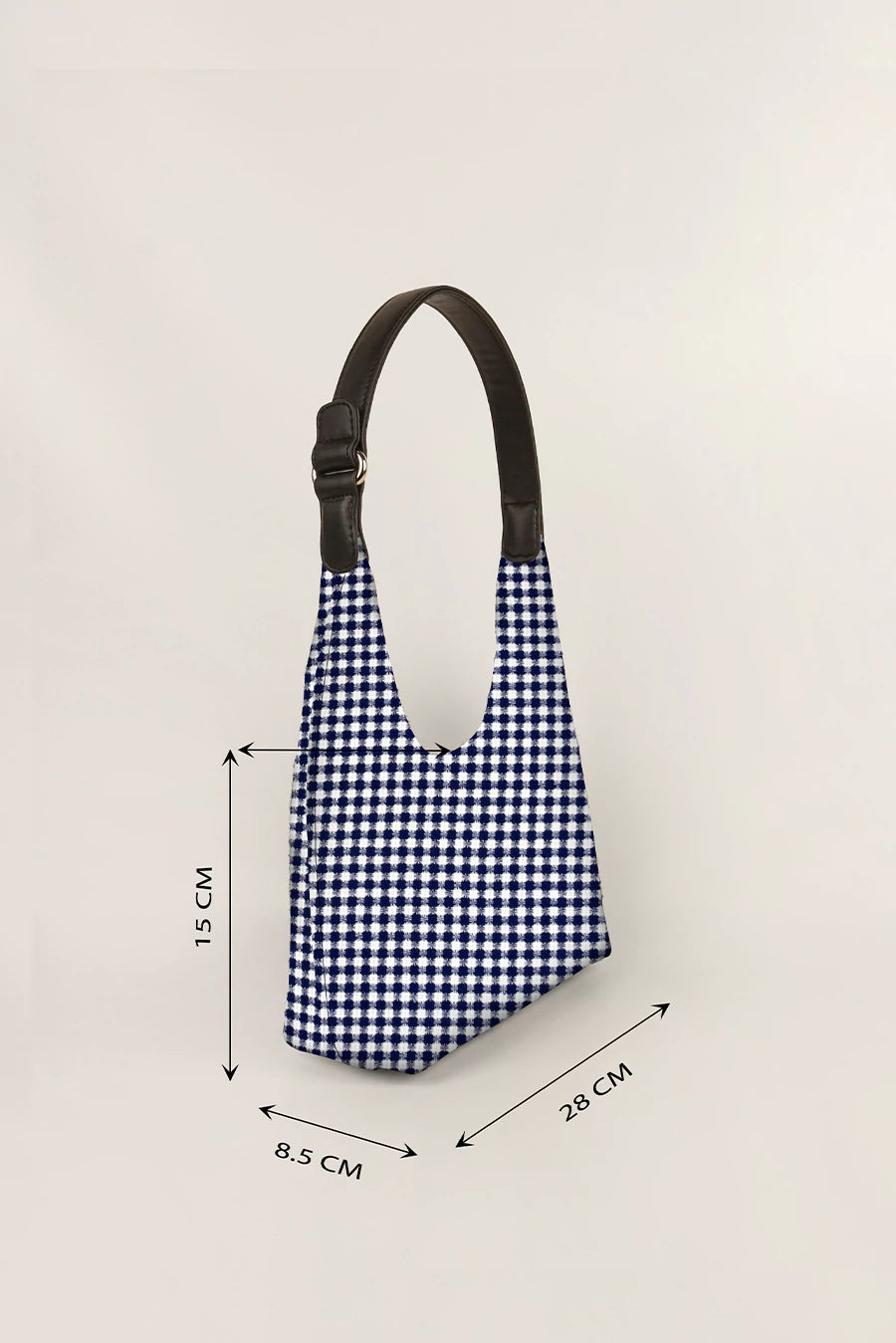 Katie Small Shoulder Bag Handloom Checkered Measurement