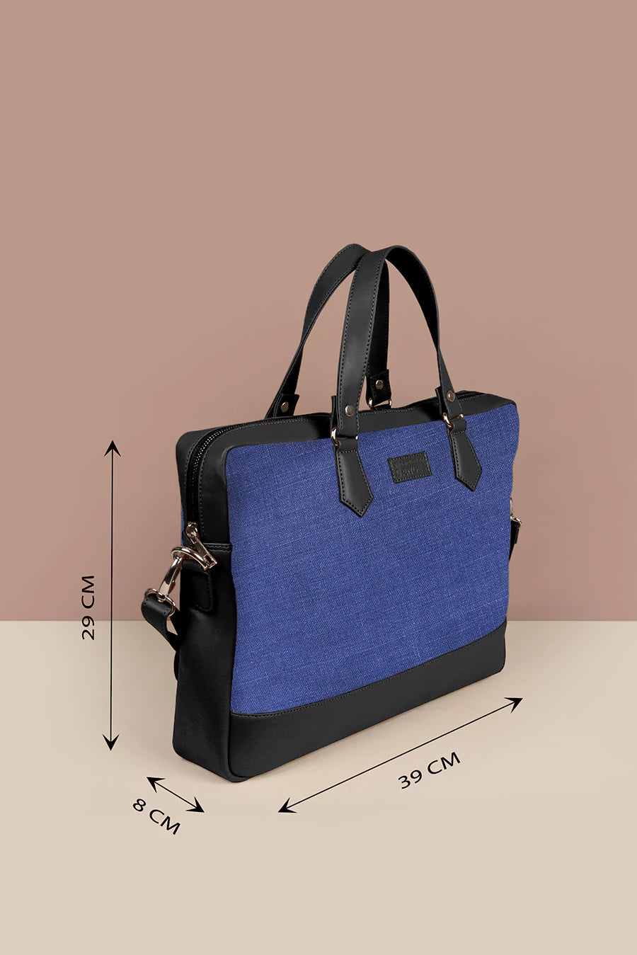 Soft Jute Ross Laptop Bag Royal Blue Measurement