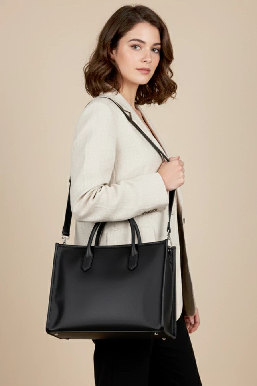 Charlotte Vegan Leather Box Tote Bag image 1