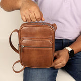 Men Letter Patch Vegan Leather Crossbody