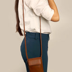 Grace Vegan Leather Mobile Sling Bag Oxide Red Model 4