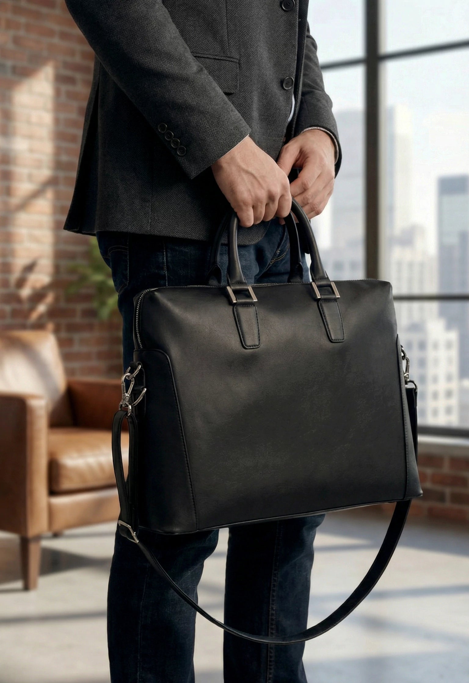 Will 15 Inch Vegan Leather Laptop Bag for Men THE HOUSE OF GANGES