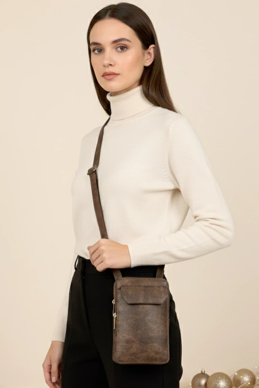 Vertical Vegan Leather Mobile Pouch