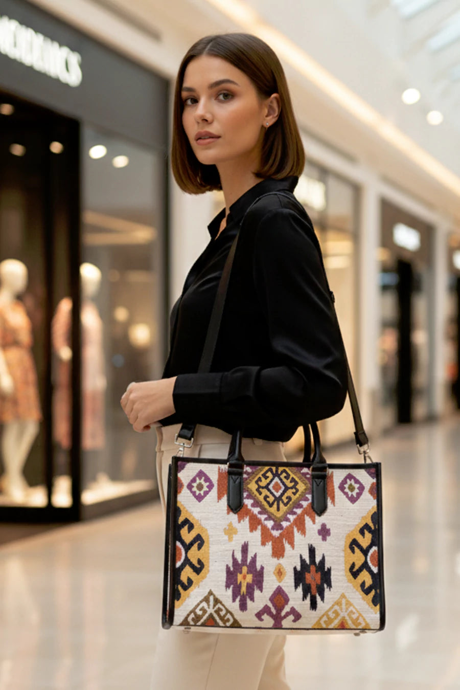 Charlotte Handloom Box Tote Bag