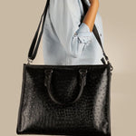 Charlotte Women Tote Bag Vegan Leather Ostrich Black Model 3