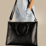 Charlotte Women Tote Bag Vegan Leather Ostrich Black Model 3