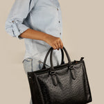 Charlotte Women Tote Bag Vegan Leather Ostrich Black Model 1