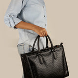 Charlotte Women Tote Bag Vegan Leather Ostrich Black Model 1