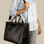 Charlotte Women Tote Bag Vegan Leather Ostrich Black Model 2
