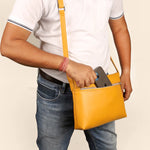 Arthur Men Vegan Leather Sling Bag Turmeric M1