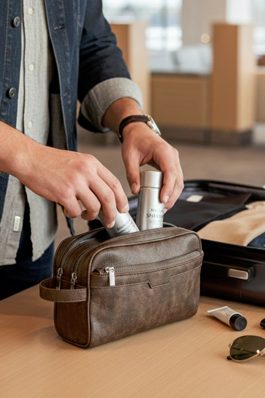 The Vegan Leather Travel Toiletry Pouch