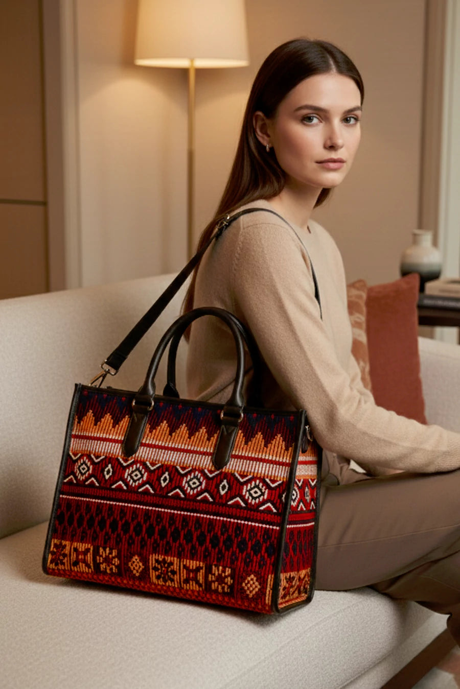 Charlotte Handloom Box Tote Bag