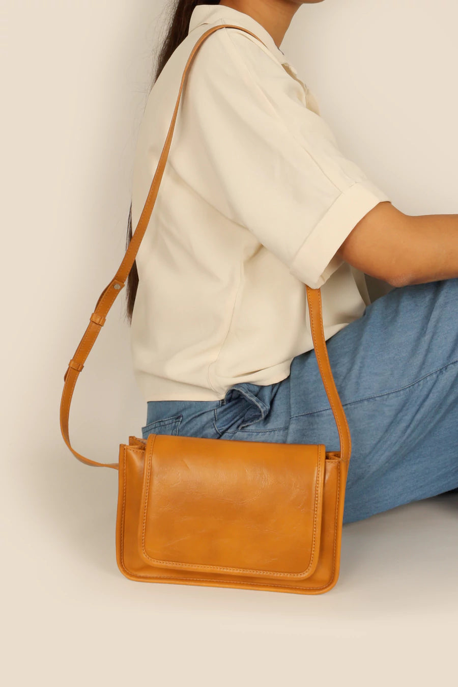 Alice Vegan Leather Women Sling Bag Russet Model 3