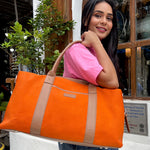 Joey soft jute travel duffle bag women mandarin M1