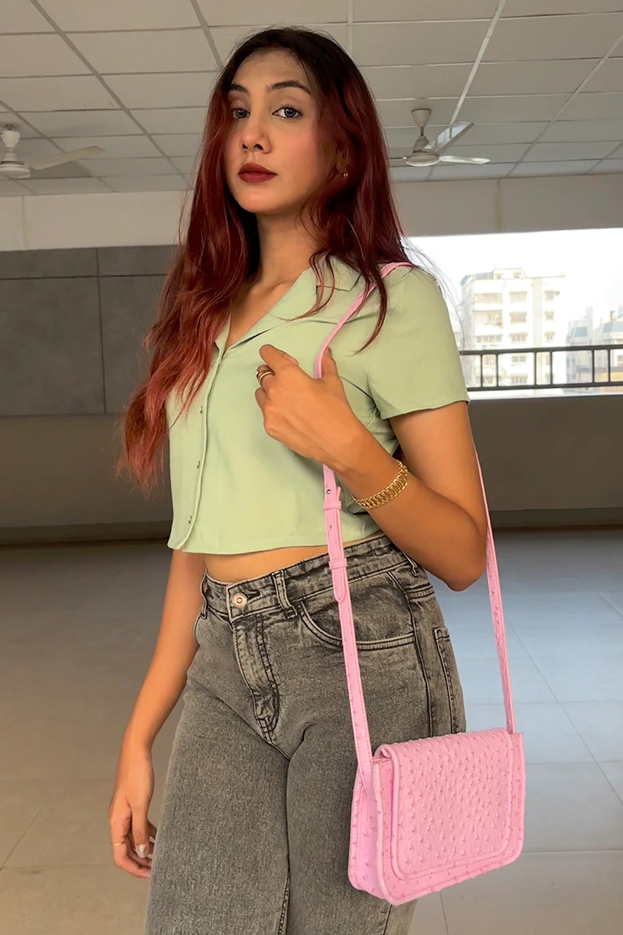 Alice Women Vegan Leather Sling Bag Ost pink M3