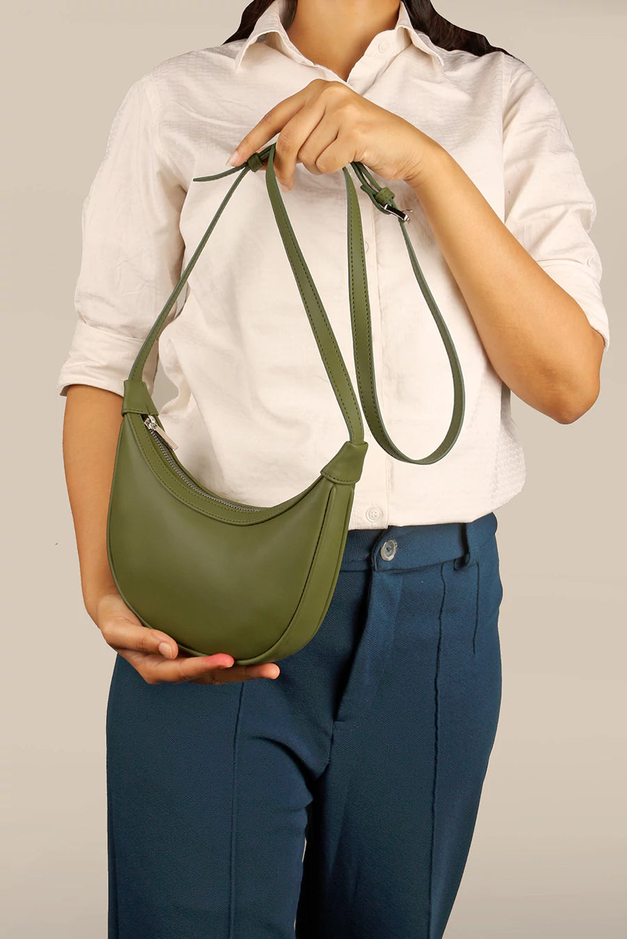 Mini Moony Vegan Leather Women Crossbody Sling Bag Evergreen Model 2