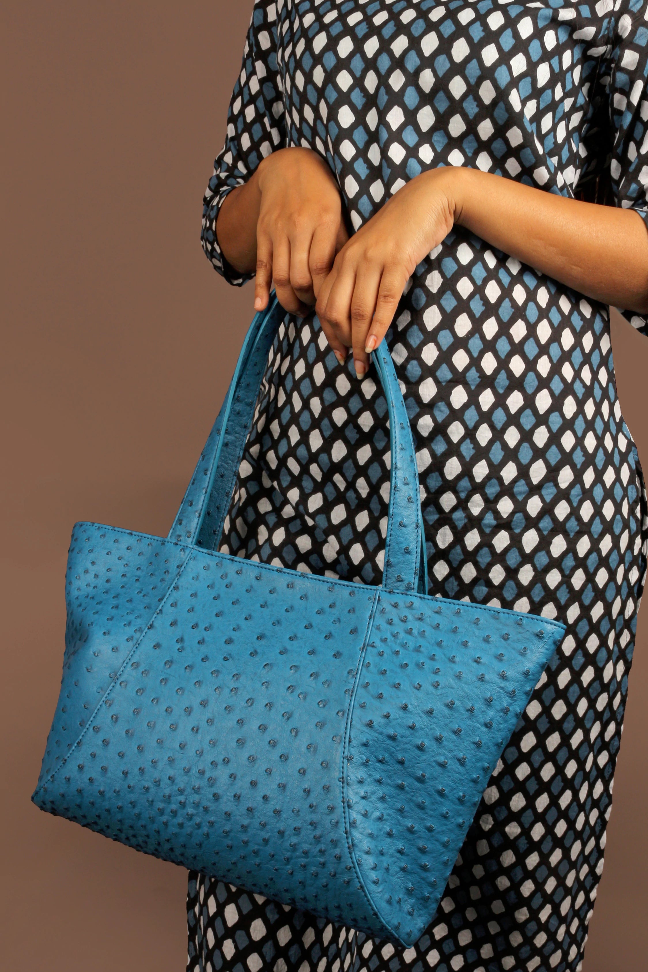 June Vegan Leather women tote bag Ost Blue M3