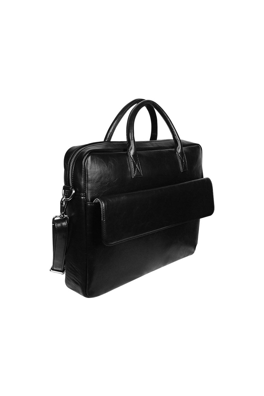 Camdale Men Vegan Leather Laptop Bag Oil Black Tilt