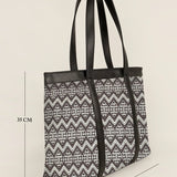 Women Office Tote Bag Handloom Brown Chevron Measurement