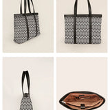Women Office Tote Bag Handloom Brown Chevron Details