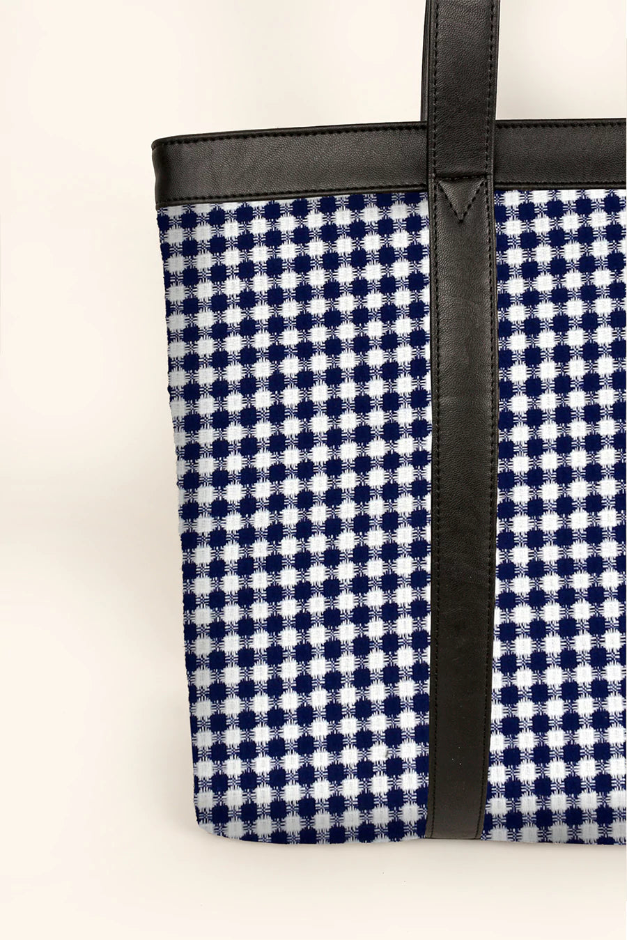 Women Office Tote Bag Handloom Checkered Close