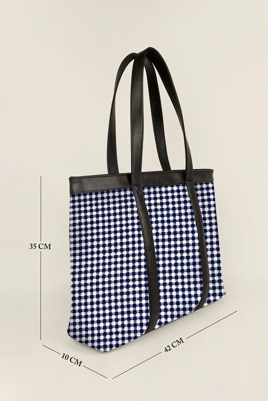Women Office Tote Bag Handloom Checkered Measurement