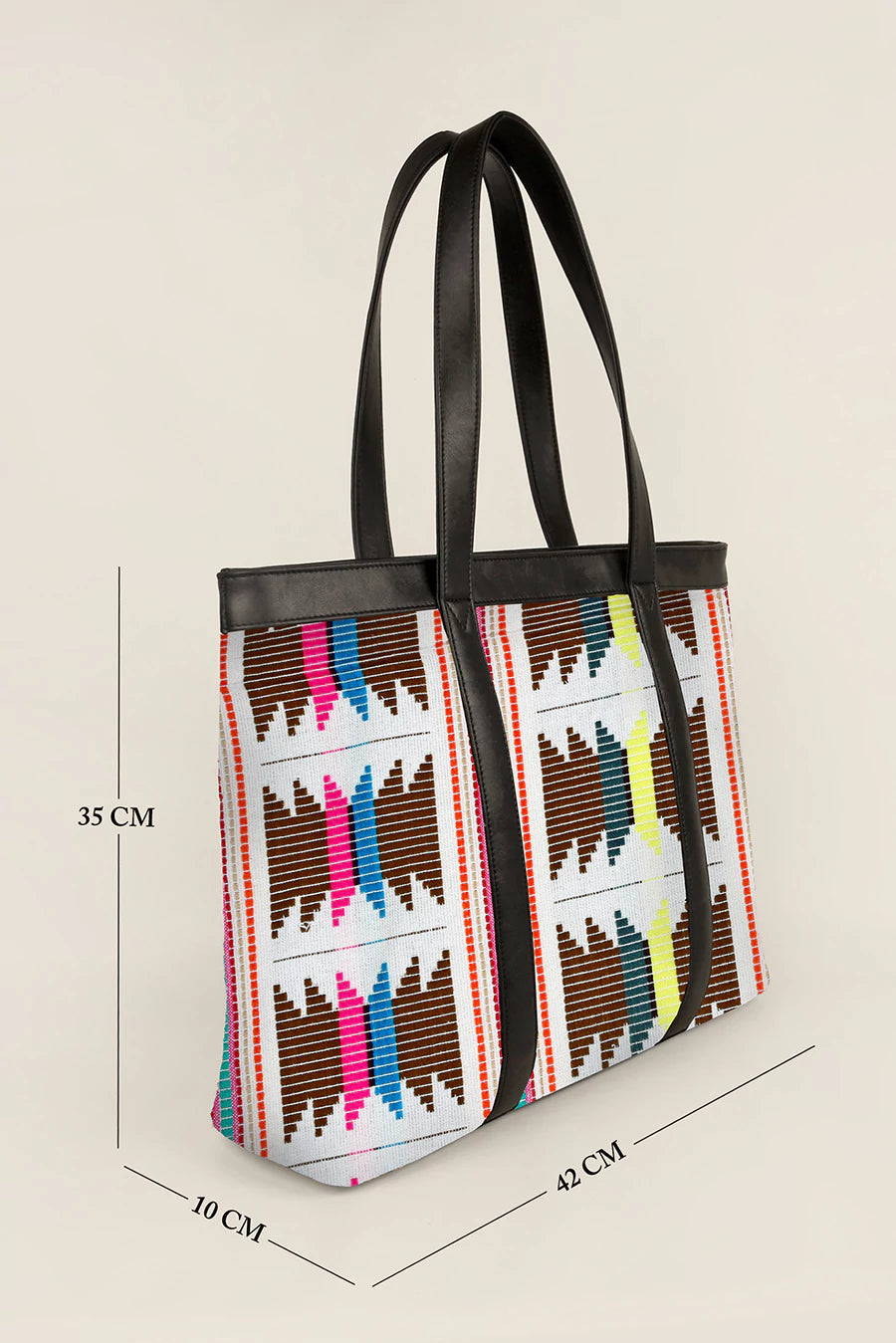 Women Office Tote Bag Handloom Ruching Measurement