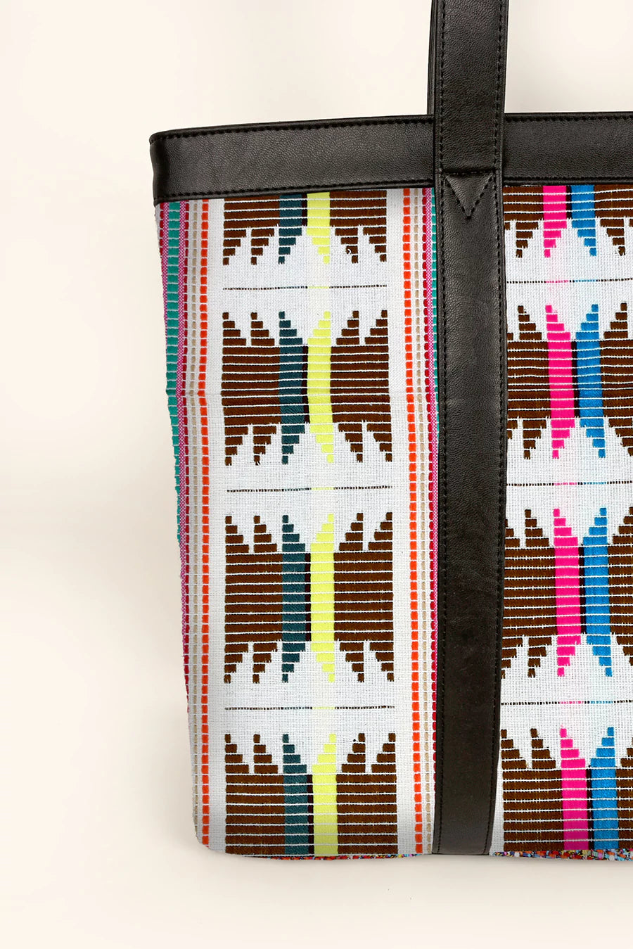 Women Office Tote Bag Handloom Ruching Close