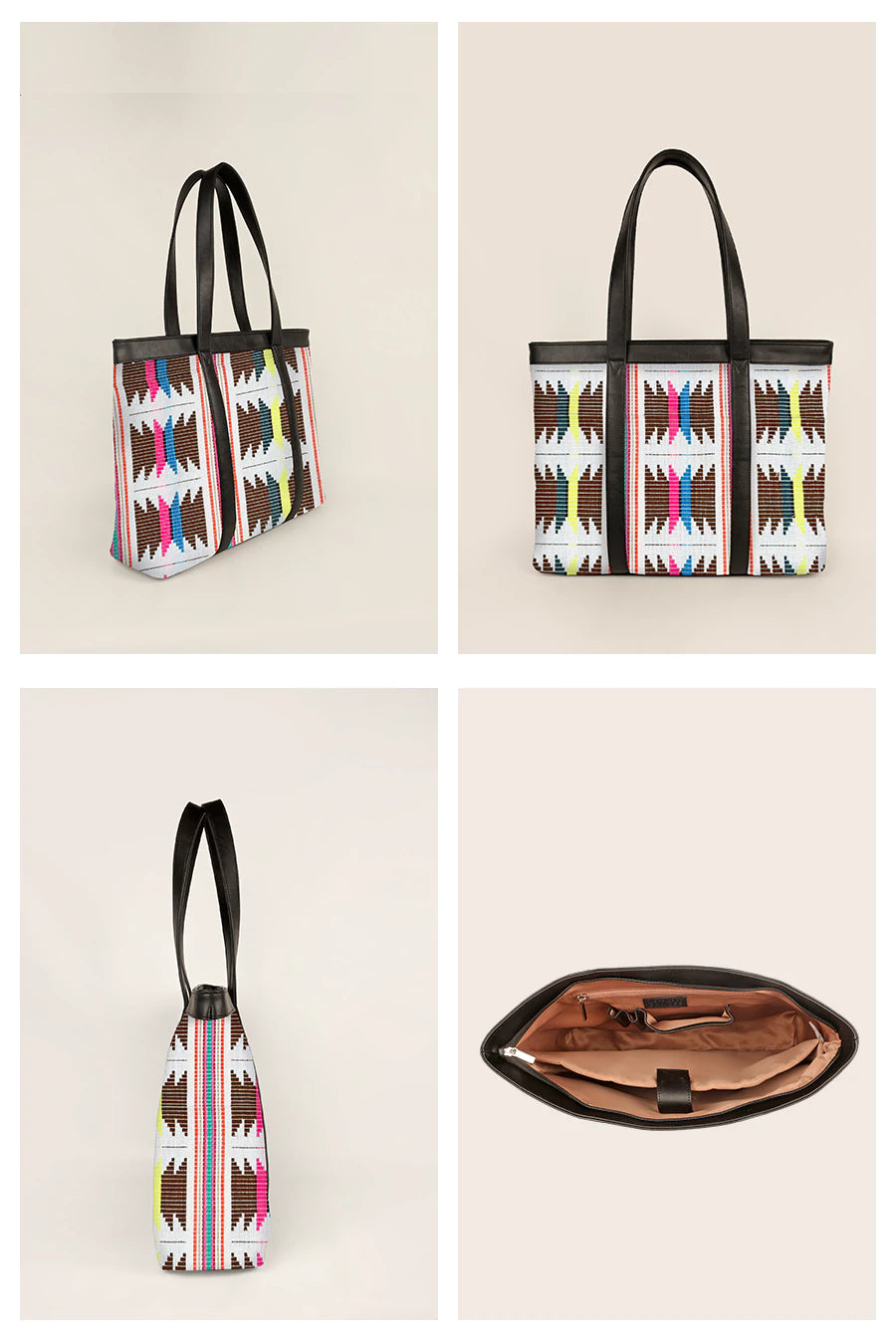 Women Office Tote Bag Handloom Ruching Details