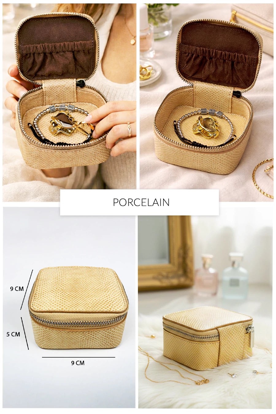 Vegan Leather Jewellery Case Square THE HOUSE OF GANGES