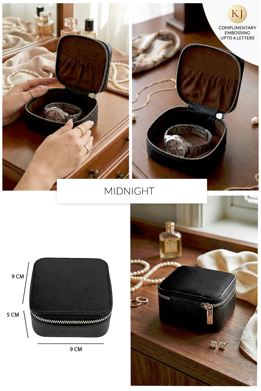 Vegan Leather Jewellery Case Square