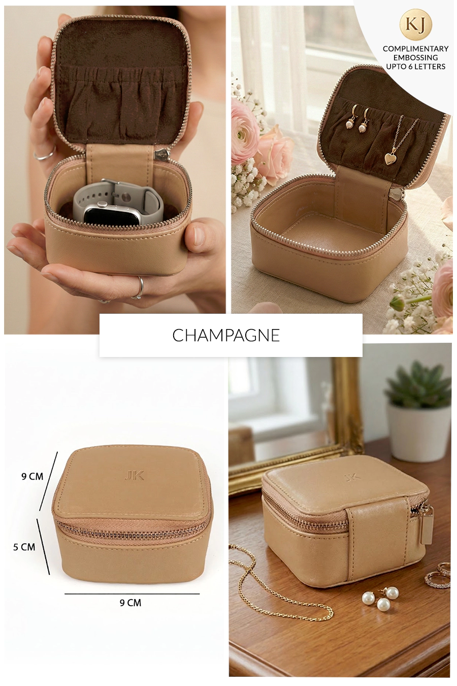 Vegan Leather Jewellery Case Square