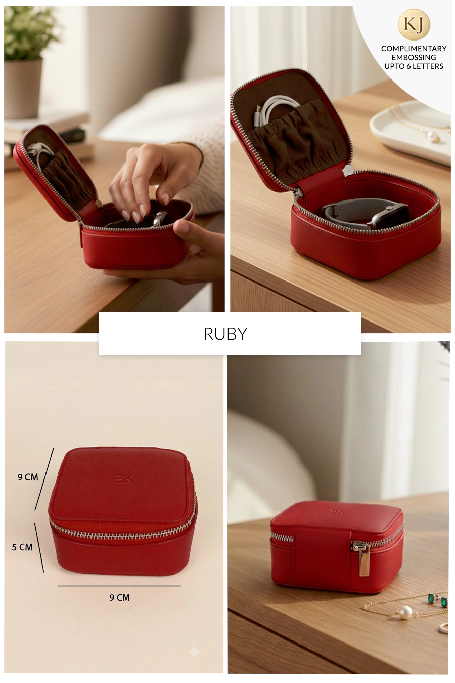 Vegan Leather Jewellery Case Square