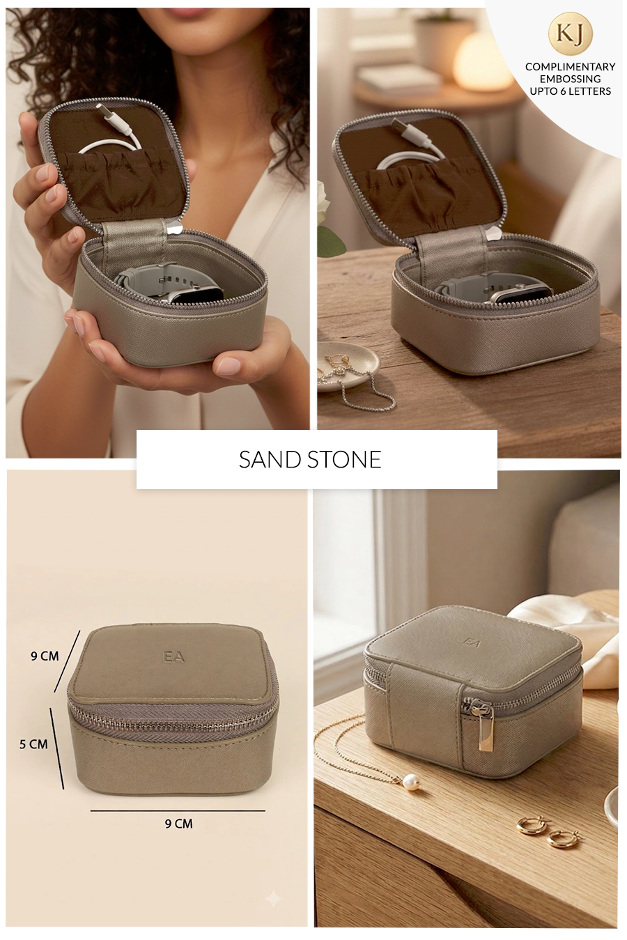 Vegan Leather Jewellery Case Square