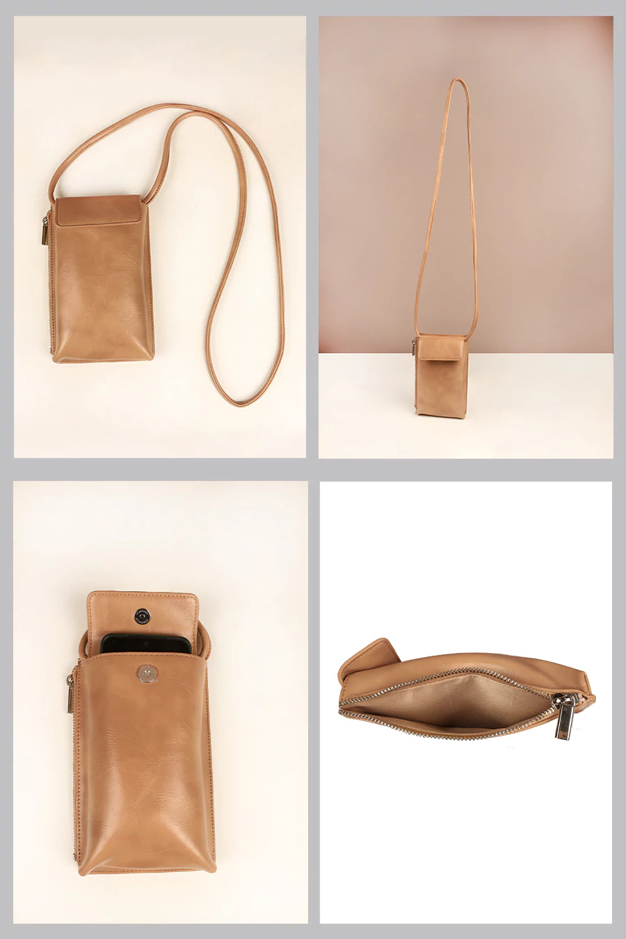Grace Vegan Mobile Sling Bag chestnut detail