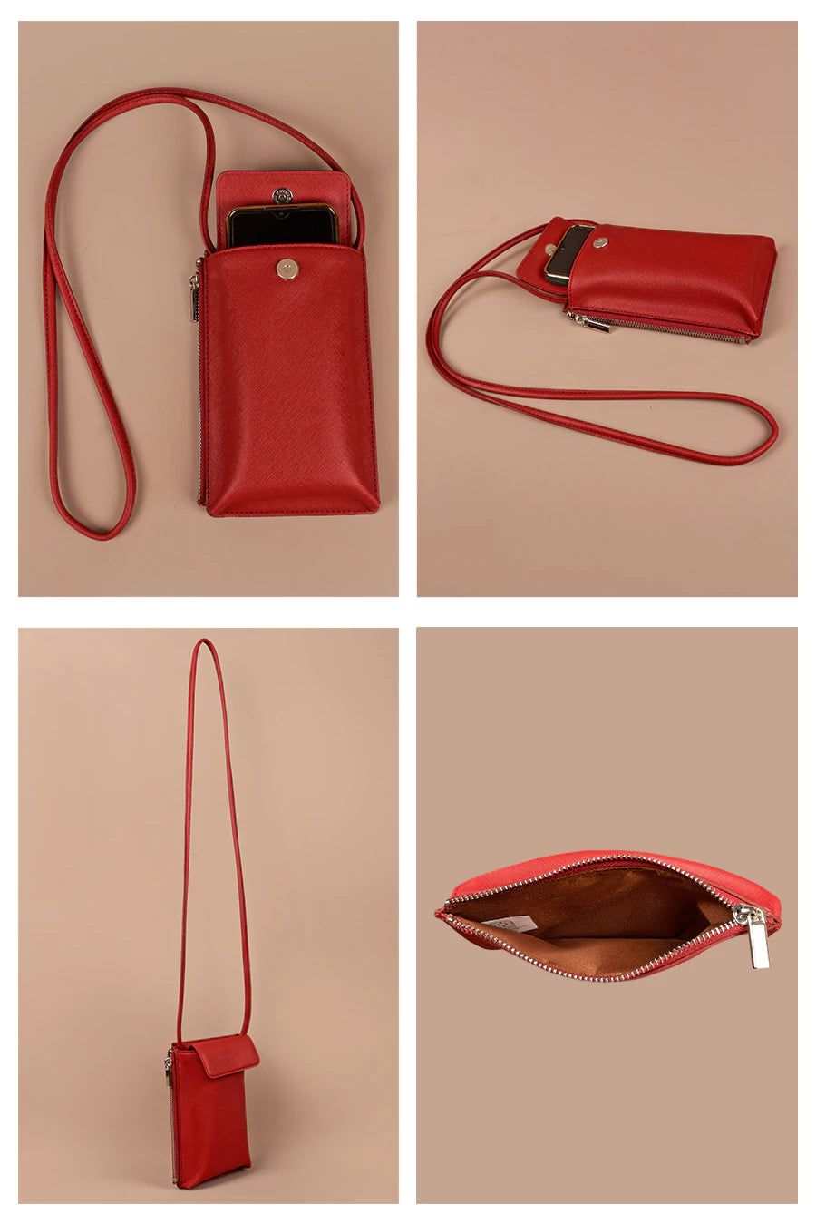 Grace Vegan Mobile Sling Bag ruby detail