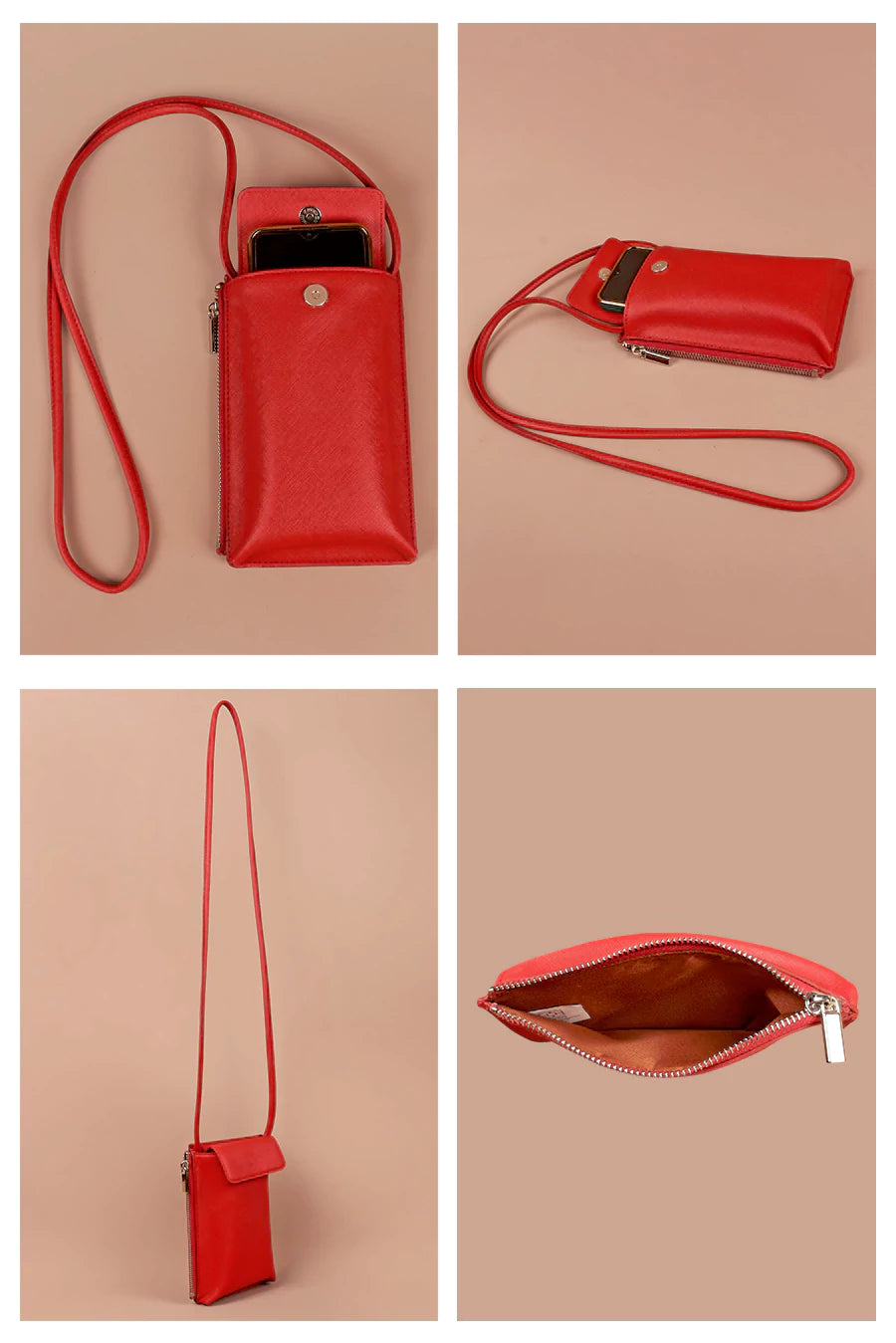 Grace Vegan Mobile Bag scarlet detail