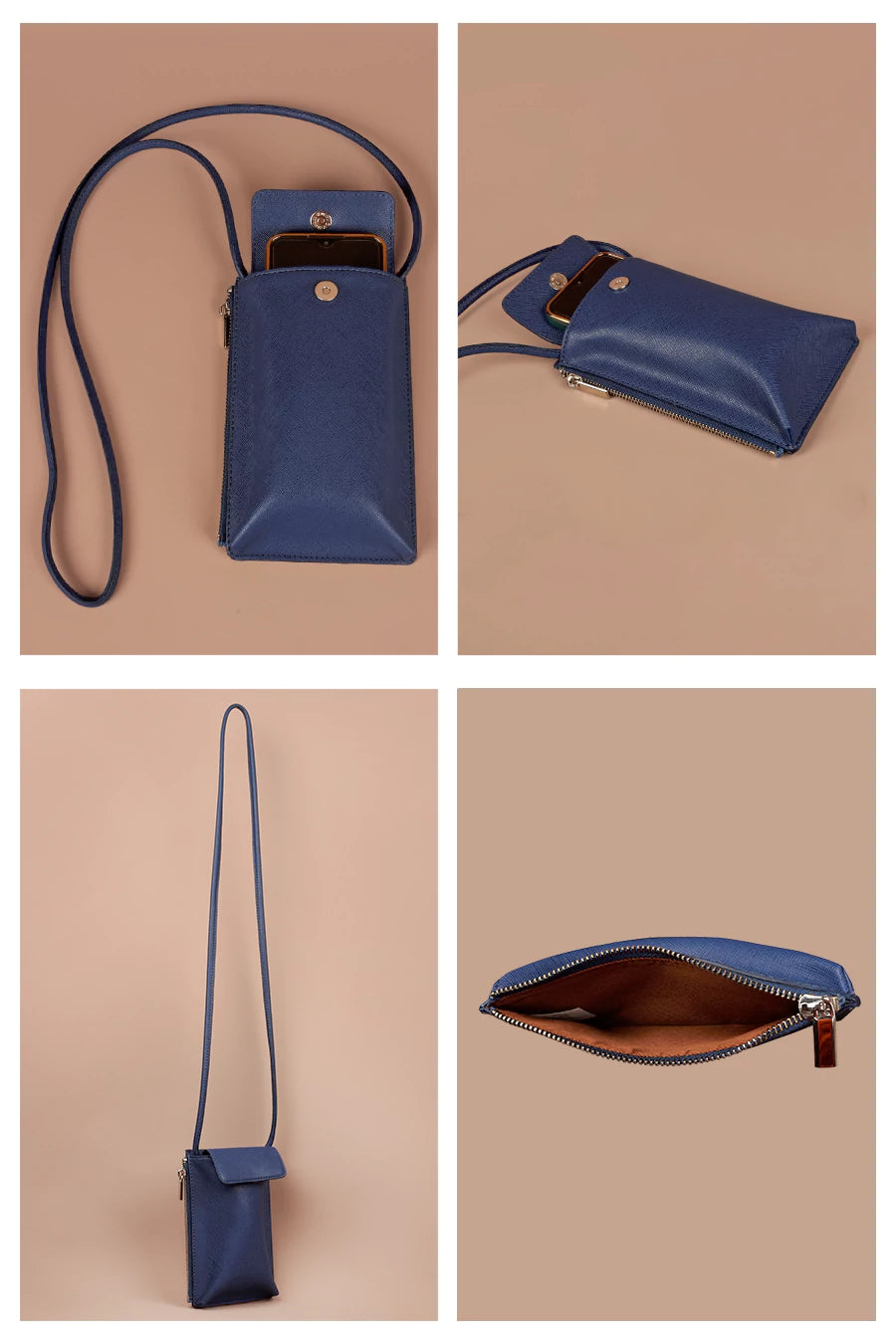 Grace Vegan Mobile Sling Bag Oxford Blue detail