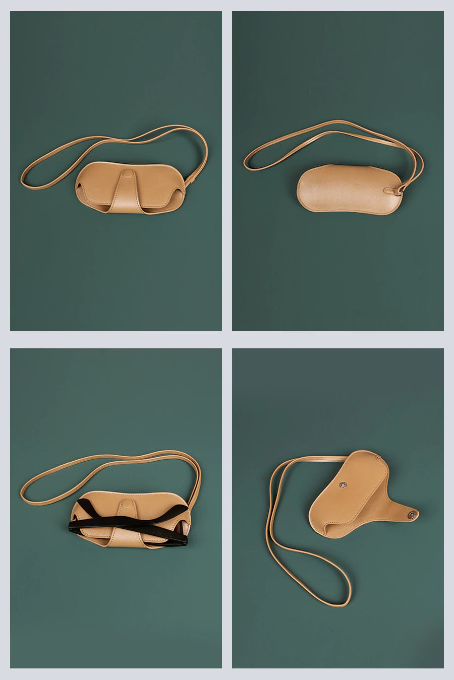 Vegan sunglass cover/case with sling champagne detail